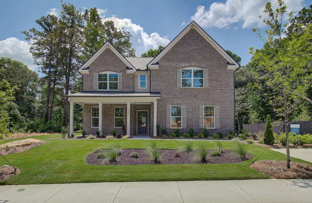 Two-story brick home in a Georgia neighborhood